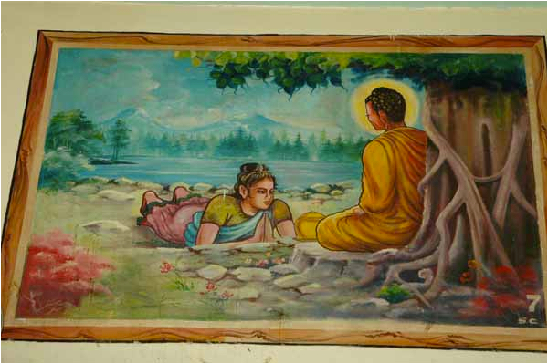 Tranh vẽ đức Phật nhận bát sữa cúng dường